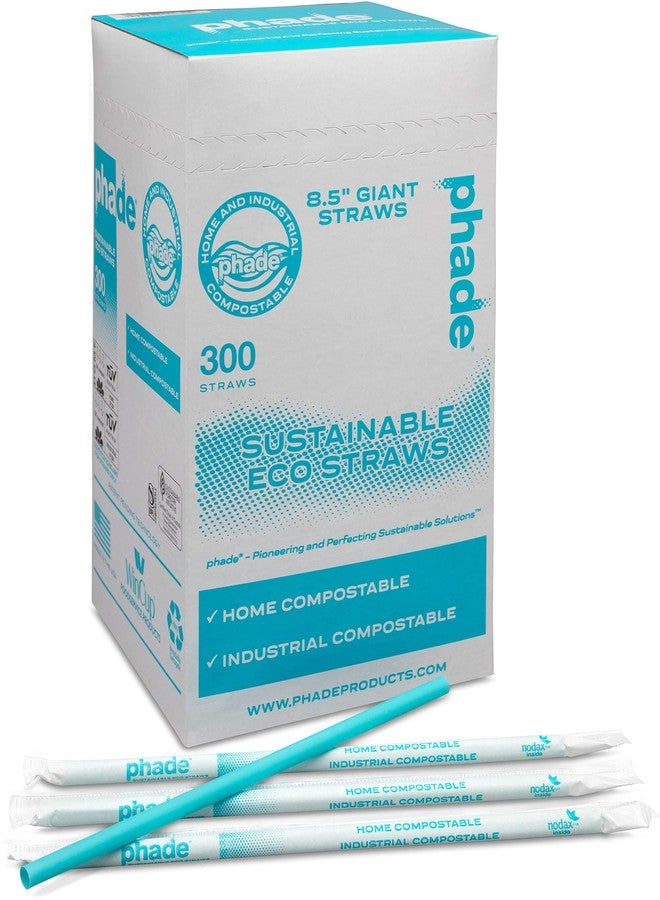 phade Eco-Friendly 8.5" Giant Drinking Straws 300 Count - Sustainable Marine Biodegradable Compostable Individually Wrapped, 1 Pack - Image 1